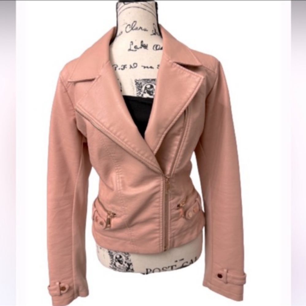 NewYork & Company Moto Faux Leather Jacket with Rose Gold hardware.